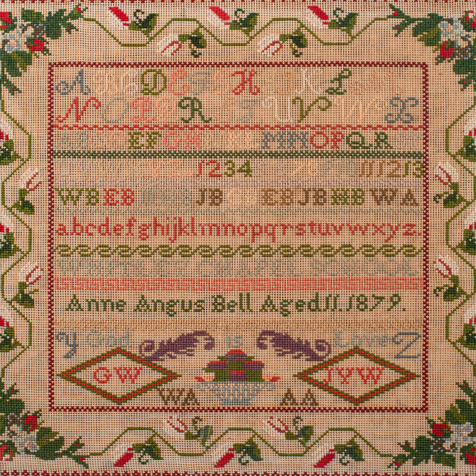 Gran Muestrario Antiguo Escolar, Inglés, Punto de Aguja, Cartel Político, Victoriano siglo XIX en venta