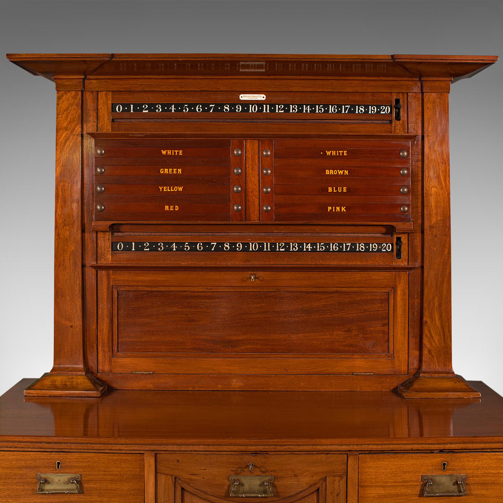 Large Antique Score Cabinet, English Walnut, Billiard, POOL, Thurston, Edwardian For Sale 2