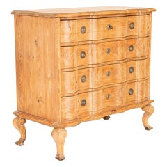 Large Antique Scrubbed Pine Chest of Four Drawers, Denmark