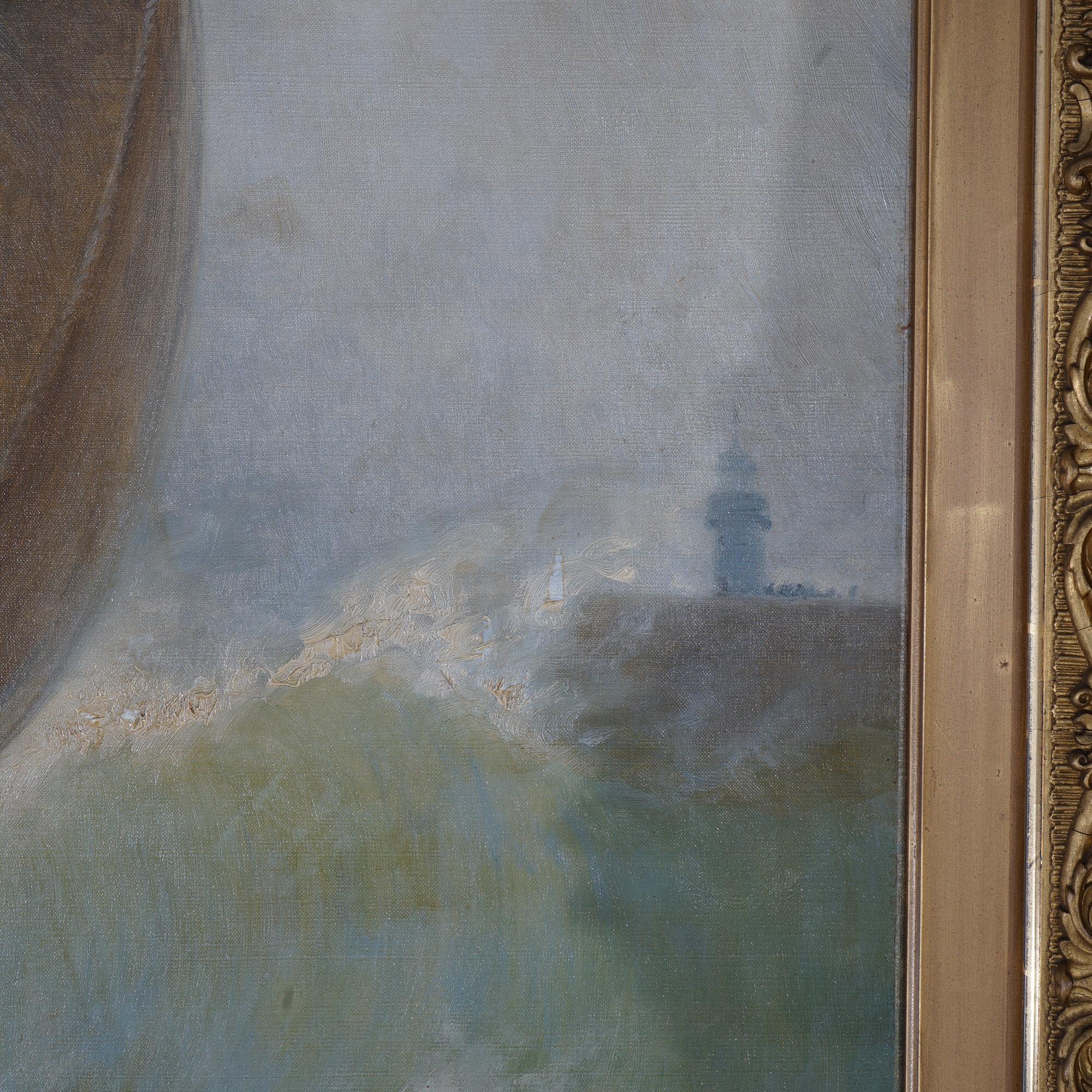 Large Antique Seascape Painting, La Tempete, Signed G. Haquette '1812- 1877' 2