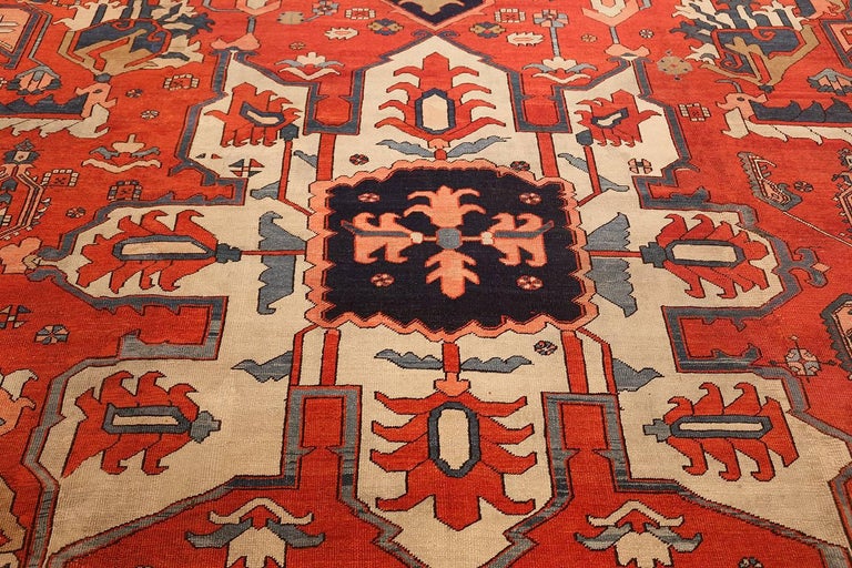 Heriz Serapi Large Antique Serapi Persian Rug. Size: 12 ft x 17 ft 6 in (3.66 m x 5.33 m) For Sale