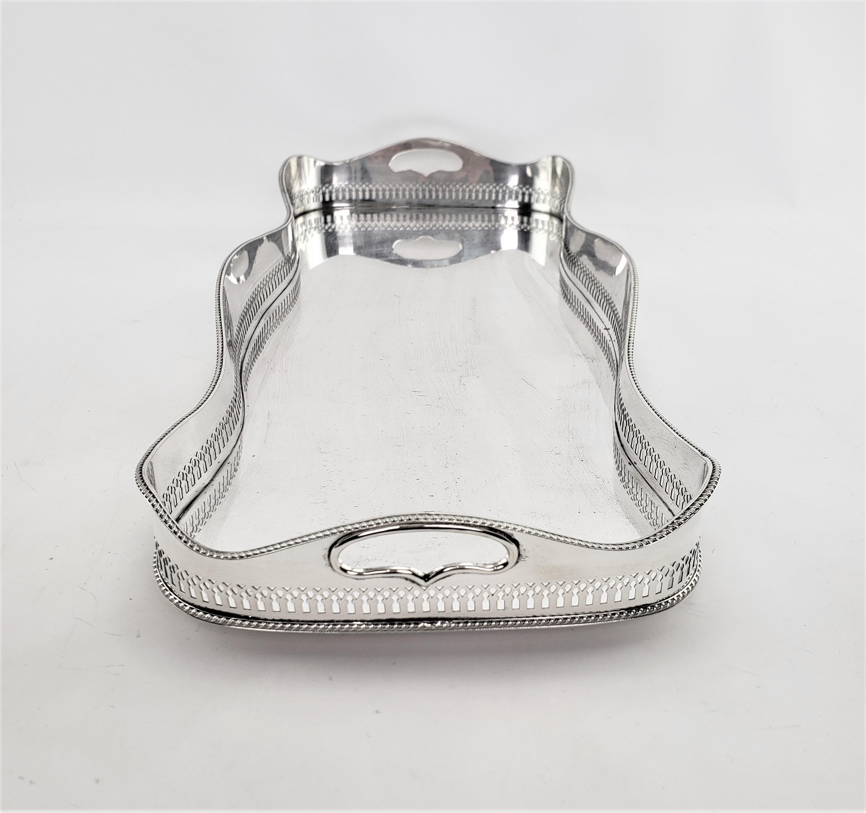 Large Antique Serpentine Shaped Silver Plated Gallery Serving Tray 2