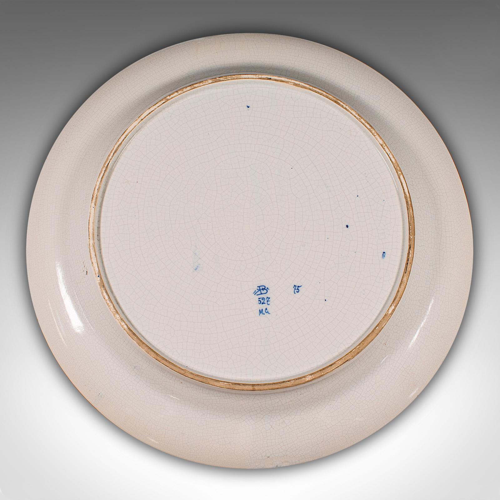 Large Antique Serving Plate, Belgian, Ceramic Charger, Decorative, Circa 1920 For Sale 4