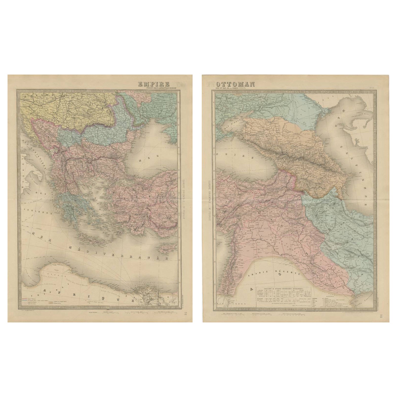 Gran conjunto antiguo de mapas del Imperio Otomano - Europa y Asia con sorprendente detalle, 1868 en venta