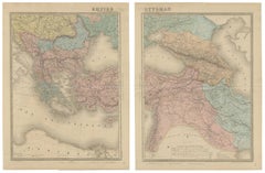 Gran conjunto antiguo de mapas del Imperio Otomano - Europa y Asia con sorprendente detalle, 1868