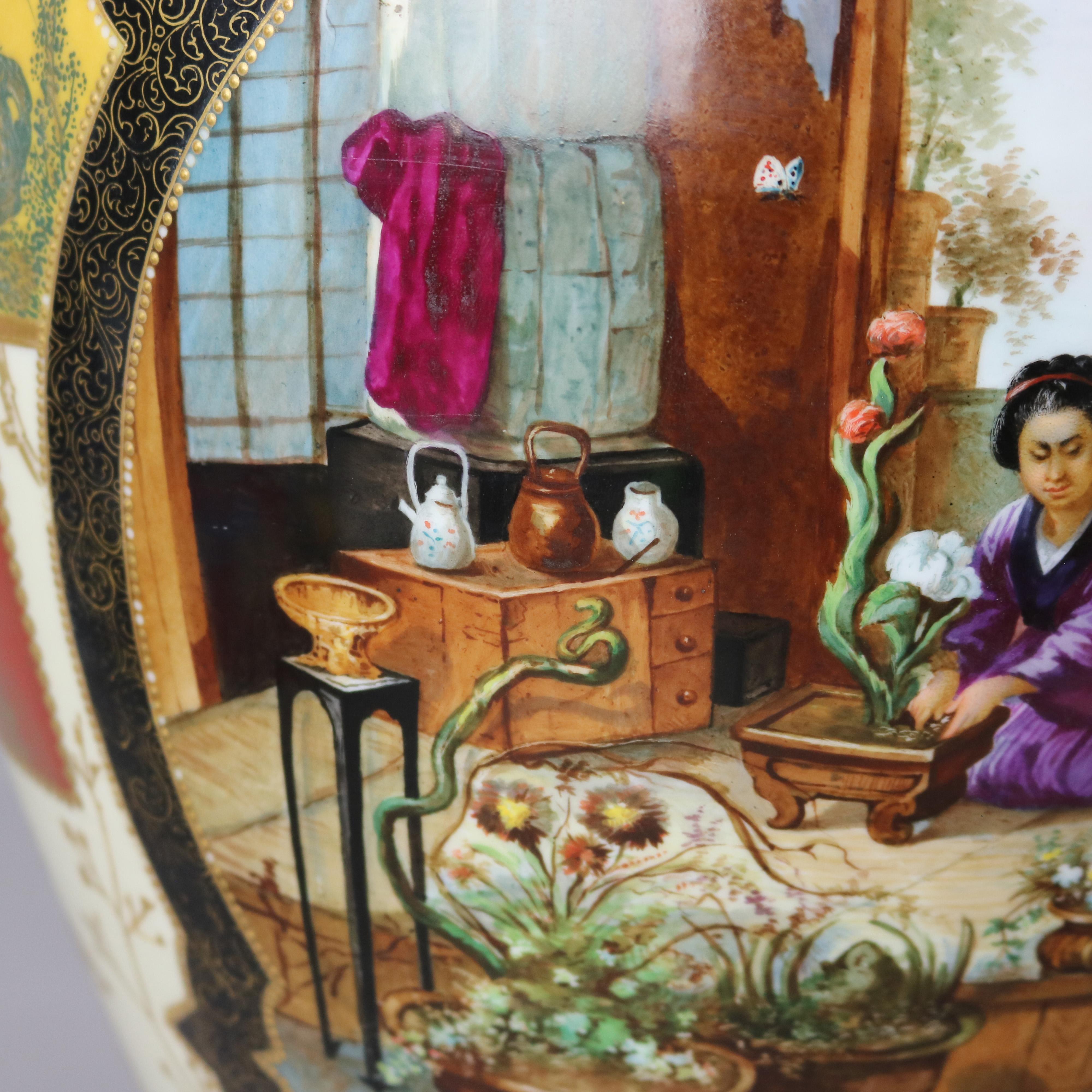 19th Century Large Antique Sevres Aesthetic Japonesque Porcelain Floor Vase “The Vatican”