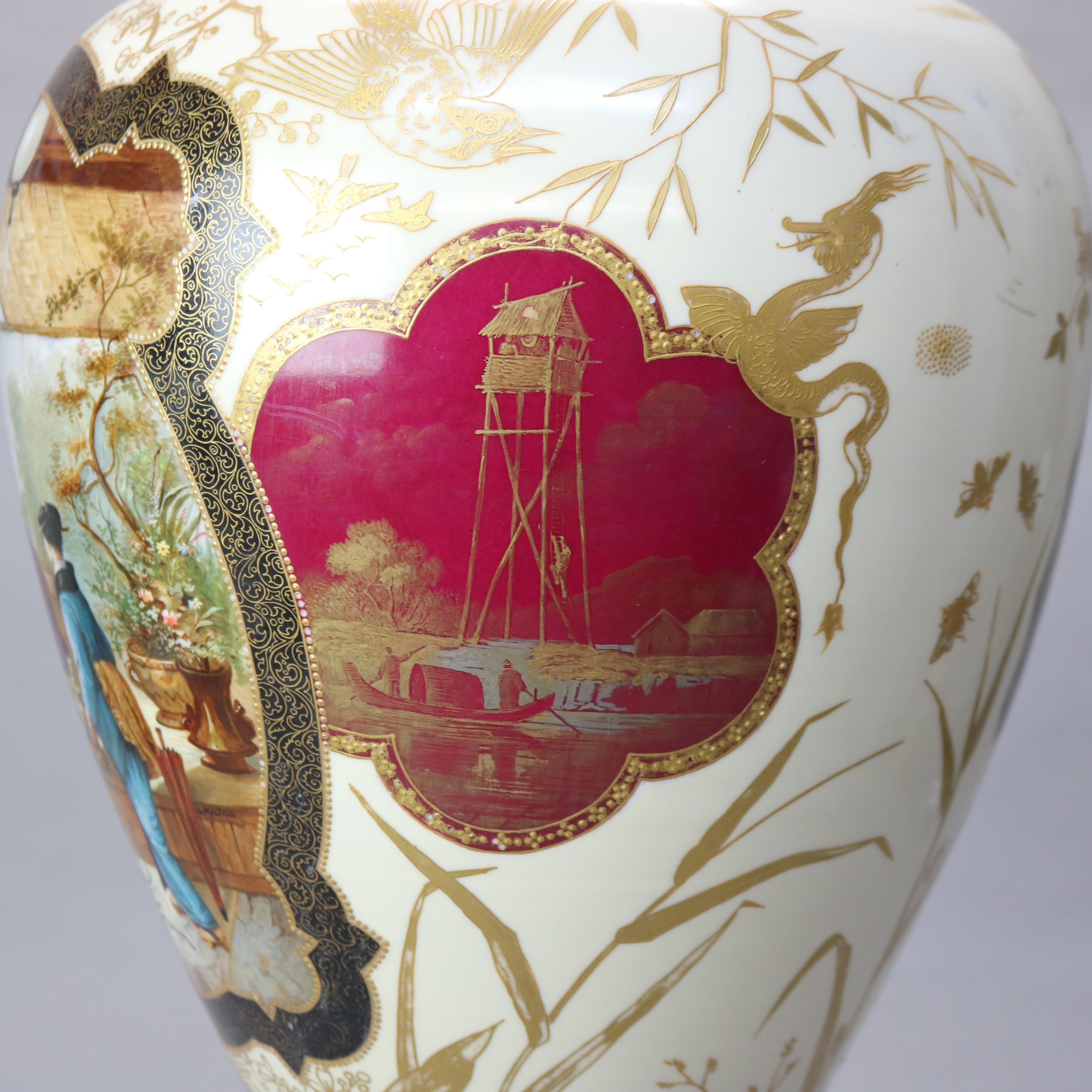 Large Antique Sevres Aesthetic Japonesque Porcelain Floor Vase “The Vatican” 1