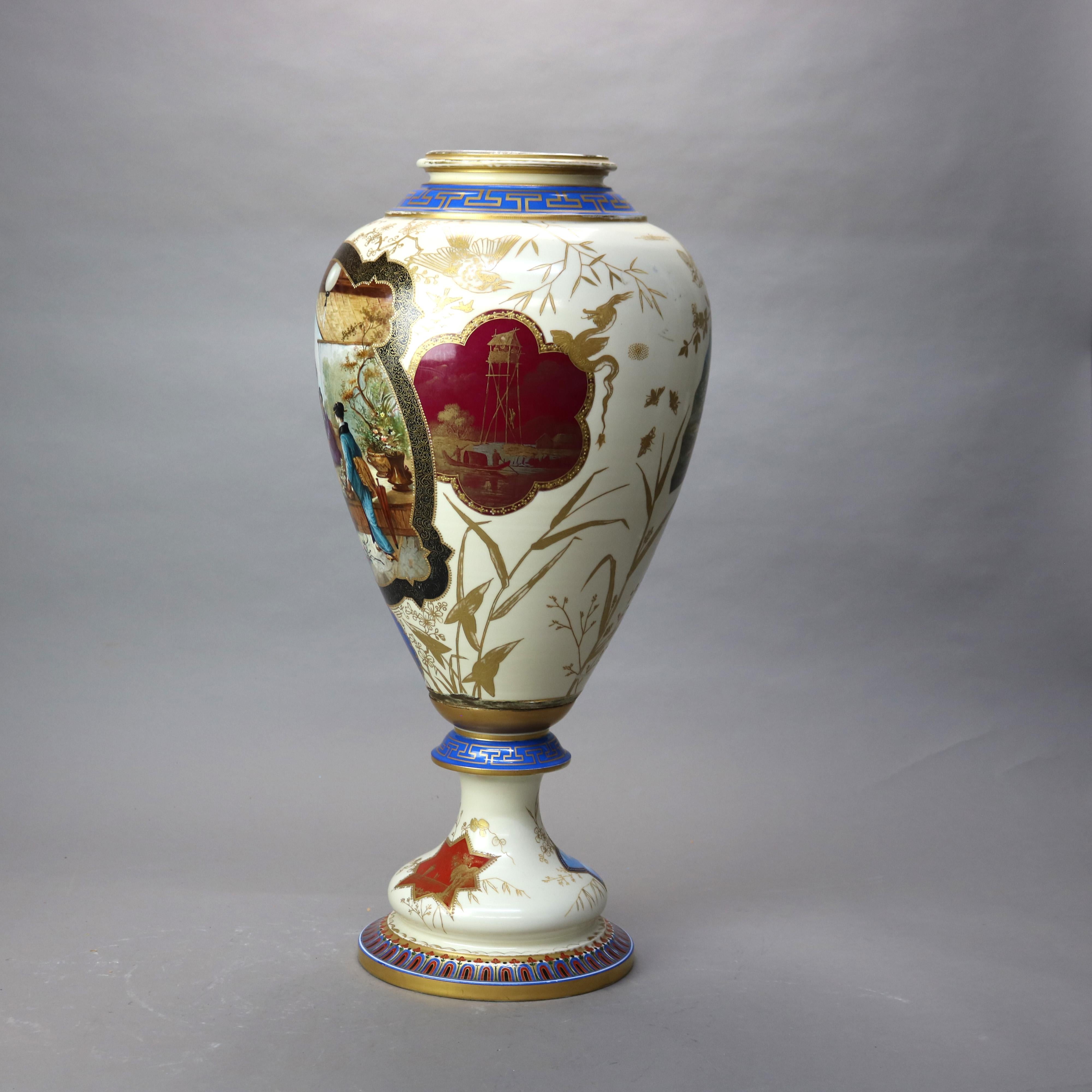 Large Antique Sevres Aesthetic Japonesque Porcelain Floor Vase “The Vatican” 2
