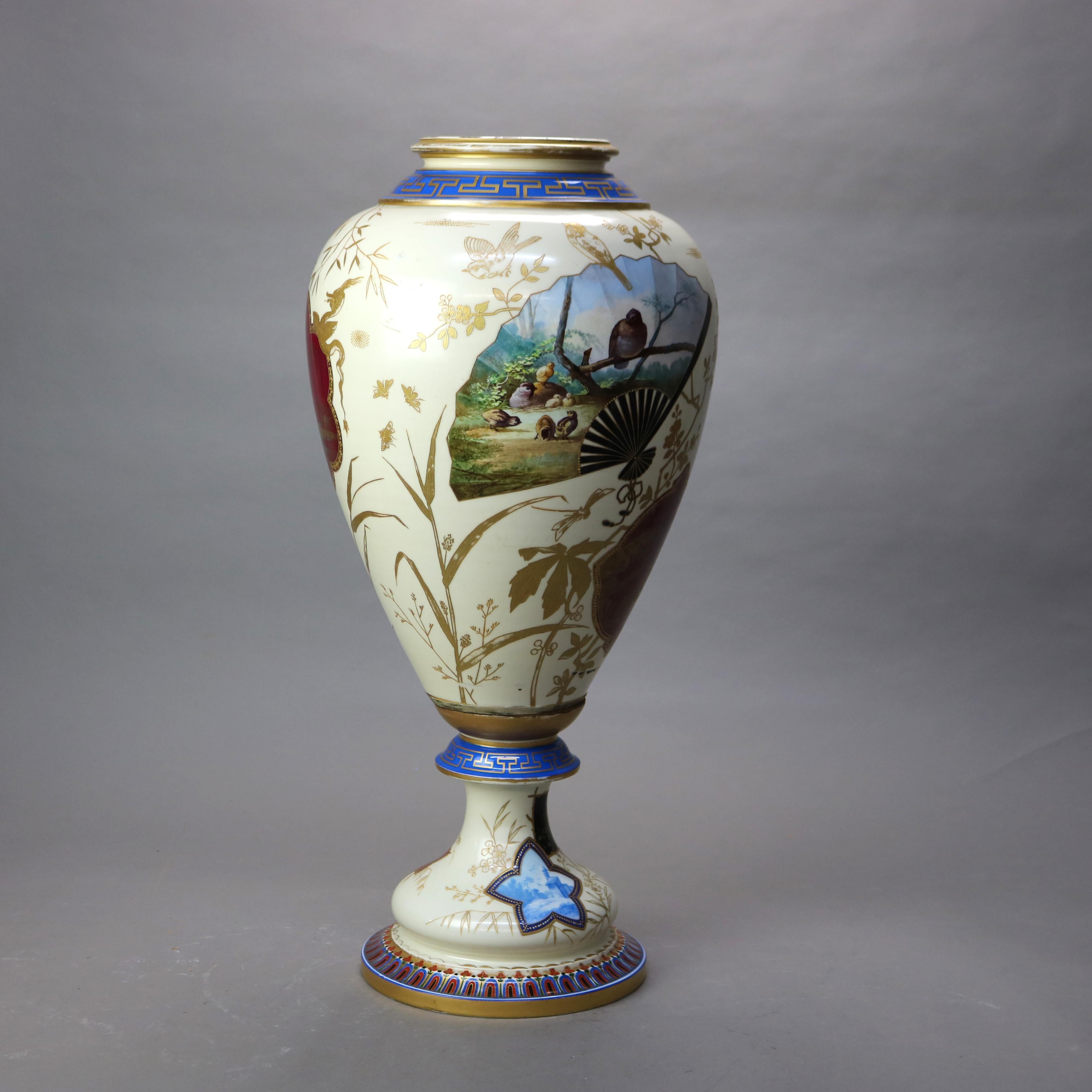 Large Antique Sevres Aesthetic Japonesque Porcelain Floor Vase “The Vatican” 3