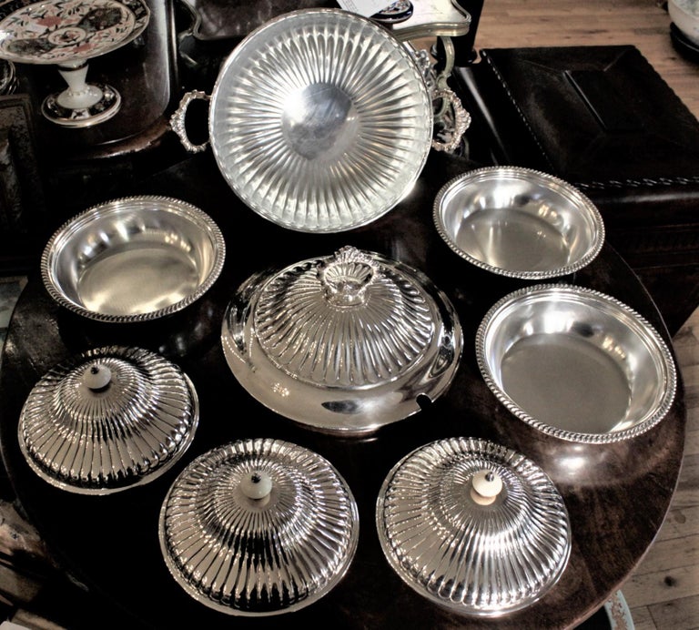 Large Antique Sheffield England Silver Plated Lazy Susan Server or