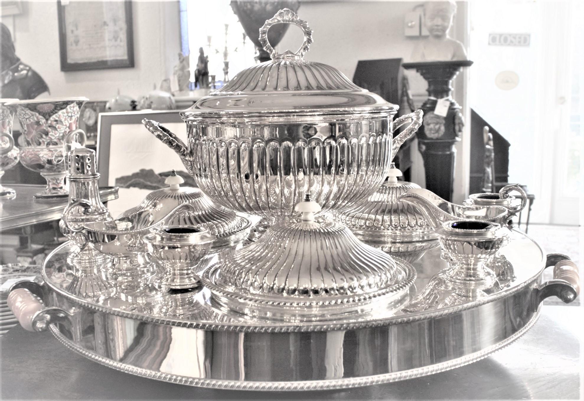 Edwardian Large Antique Sheffield England Silver Plated Lazy Susan Server or Centerpiece