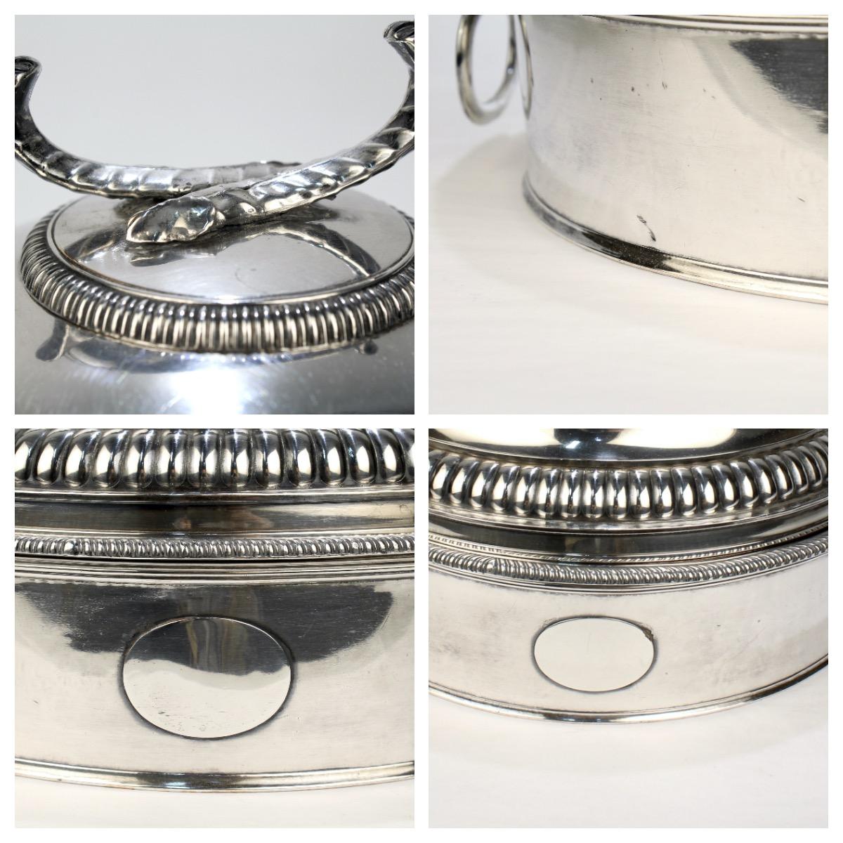Large Antique Sheffield Silver Plate Divided Serving Tureen & Dome Cover For Sale 5