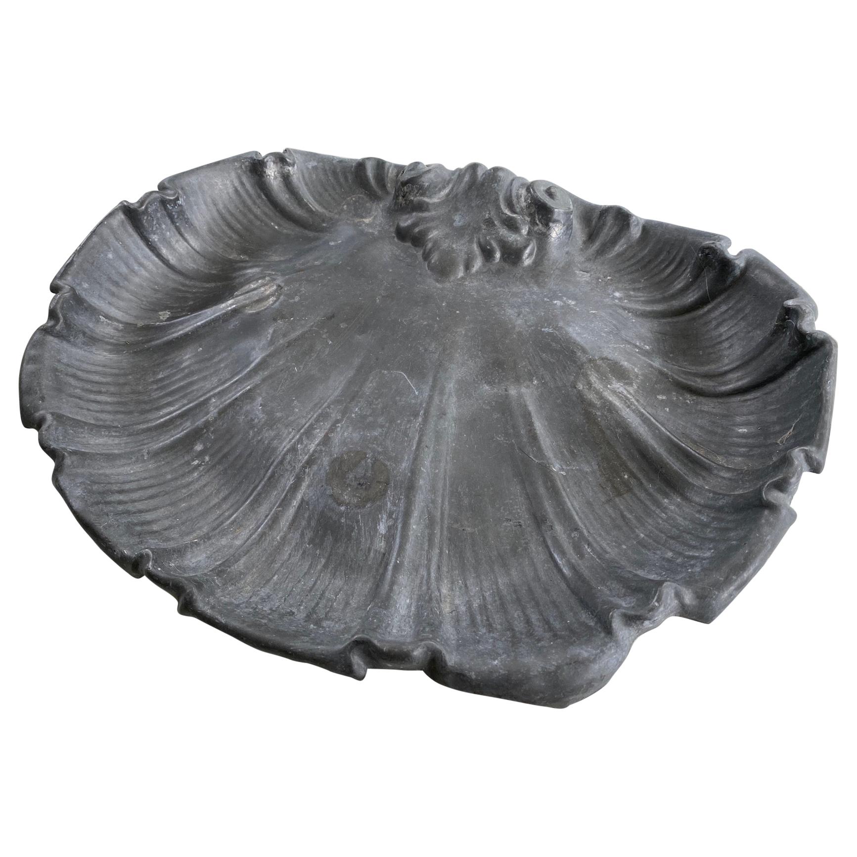 Large Antique Shell Metal Dish or Platter For Sale