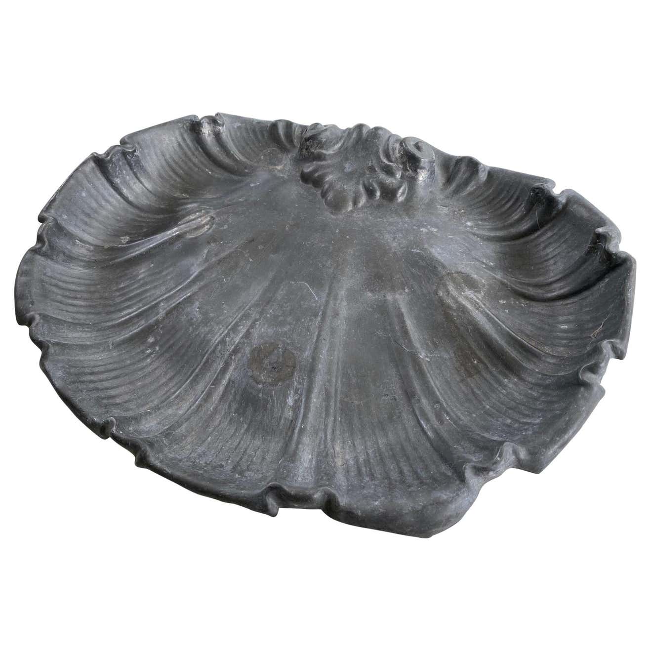 Large Shell Platter Large Antique Shell Metal Dish or Platter For Sale at 1stDibs