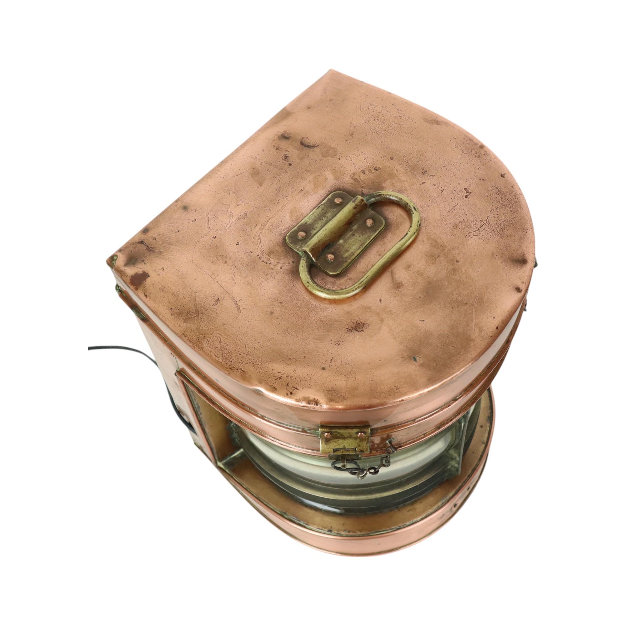 20th Century Large Antique Ship Lamp Lantern Red Copper Memorabilia For Sale
