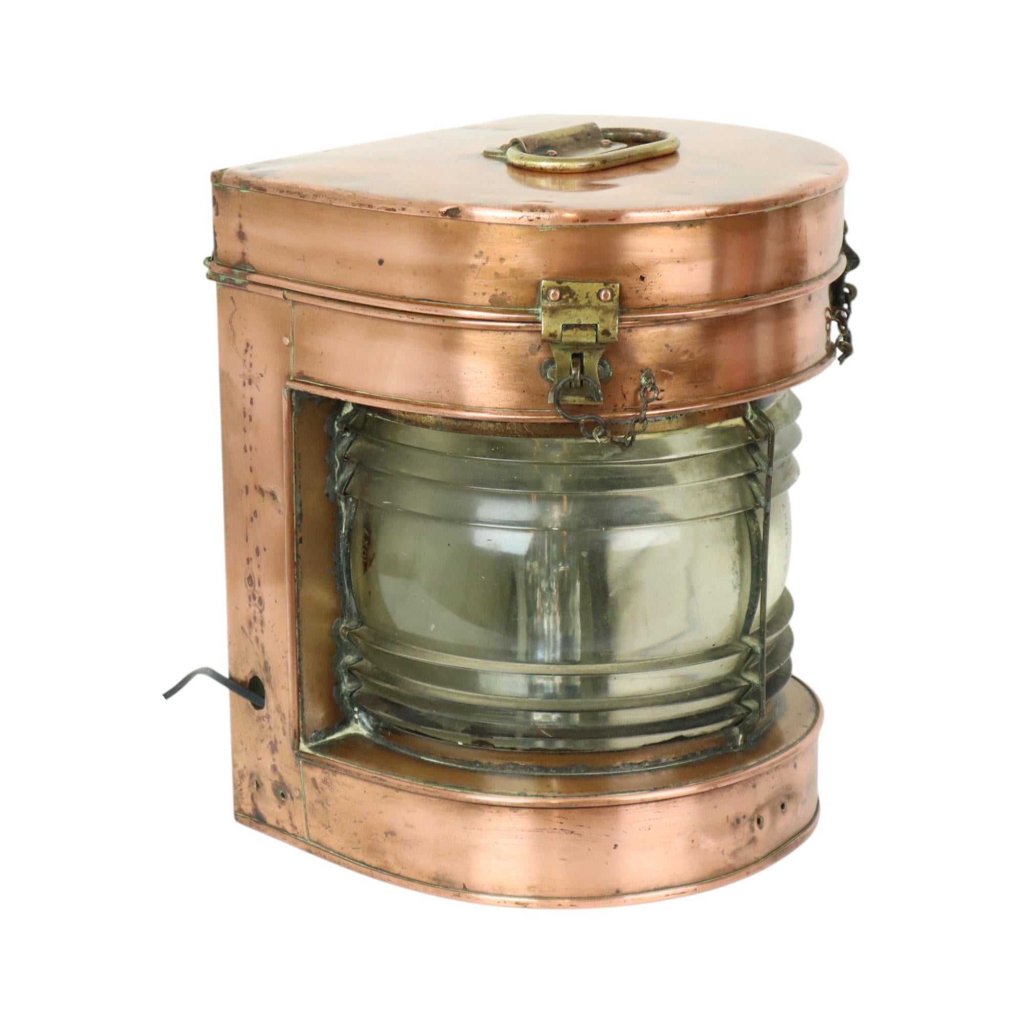 Brass Large Antique Ship Lamp Lantern Red Copper Memorabilia For Sale