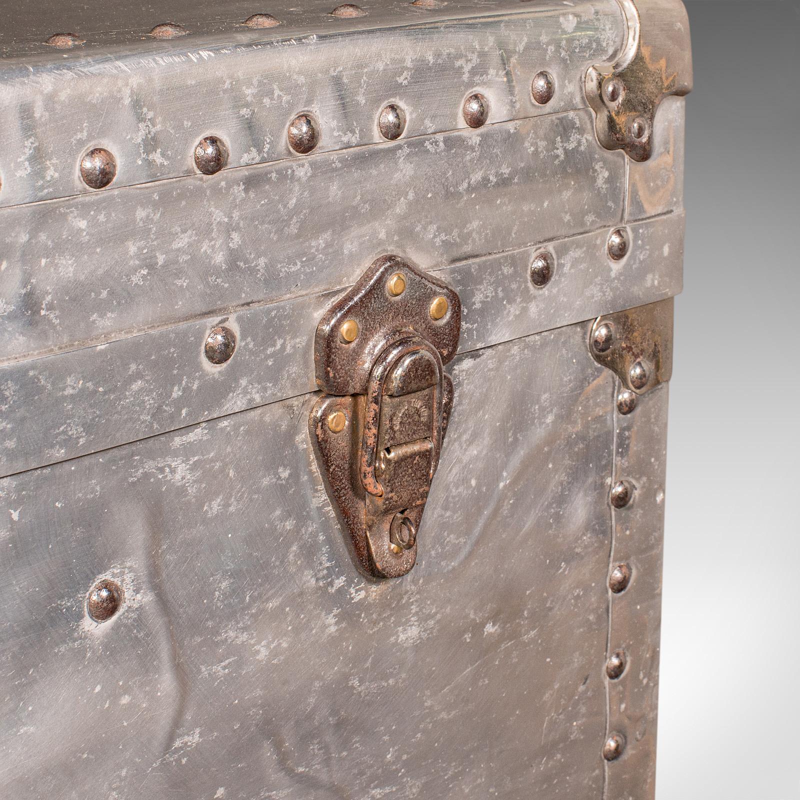 Large Antique Shipping Chest, Continental, Aluminium, Trunk, Edwardian, C.1910 For Sale 3