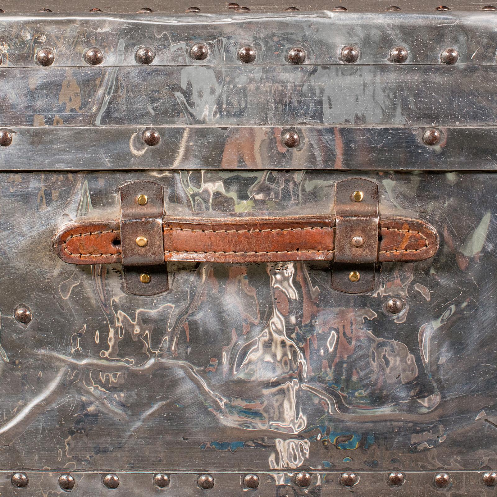 Large Antique Shipping Chest, Continental, Aluminium, Trunk, Edwardian, C.1910 For Sale 4