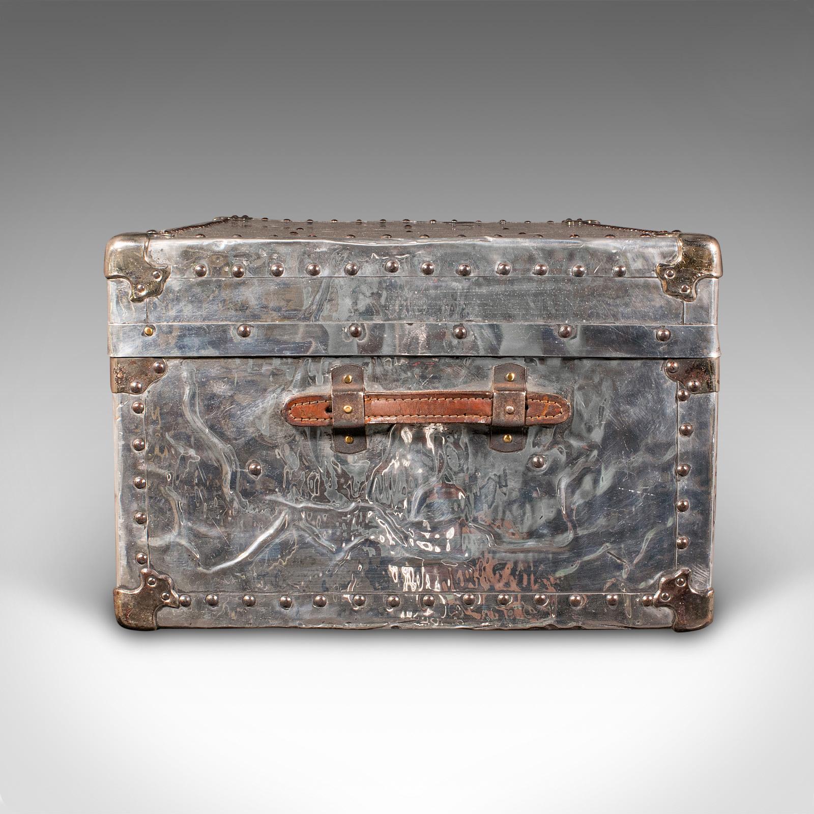 Large Antique Shipping Chest, Continental, Aluminium, Trunk, Edwardian, C.1910 In Good Condition For Sale In Hele, Devon, GB