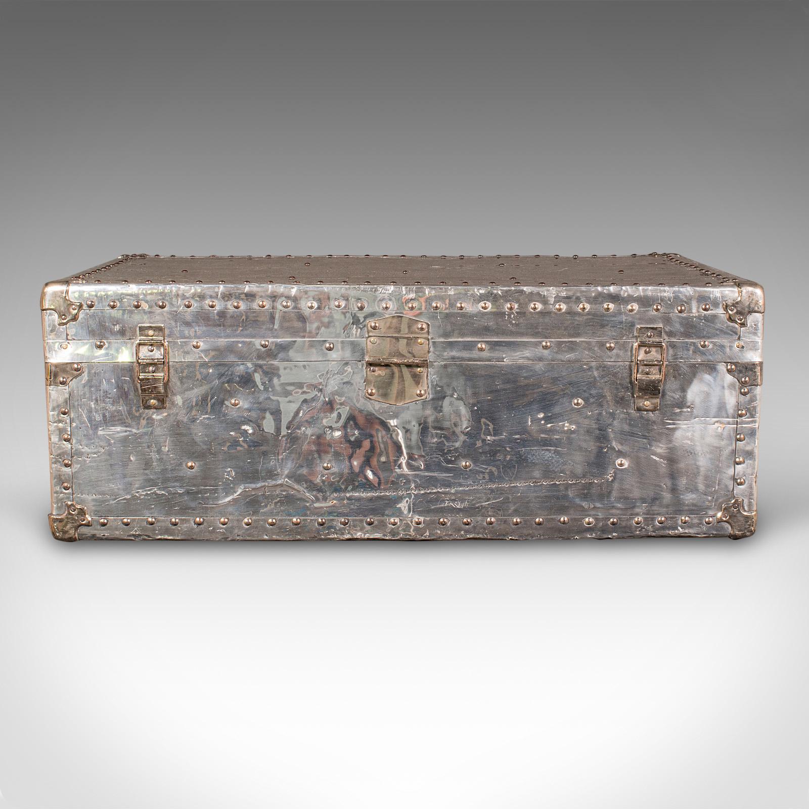 20th Century Large Antique Shipping Chest, Continental, Aluminium, Trunk, Edwardian, C.1910 For Sale