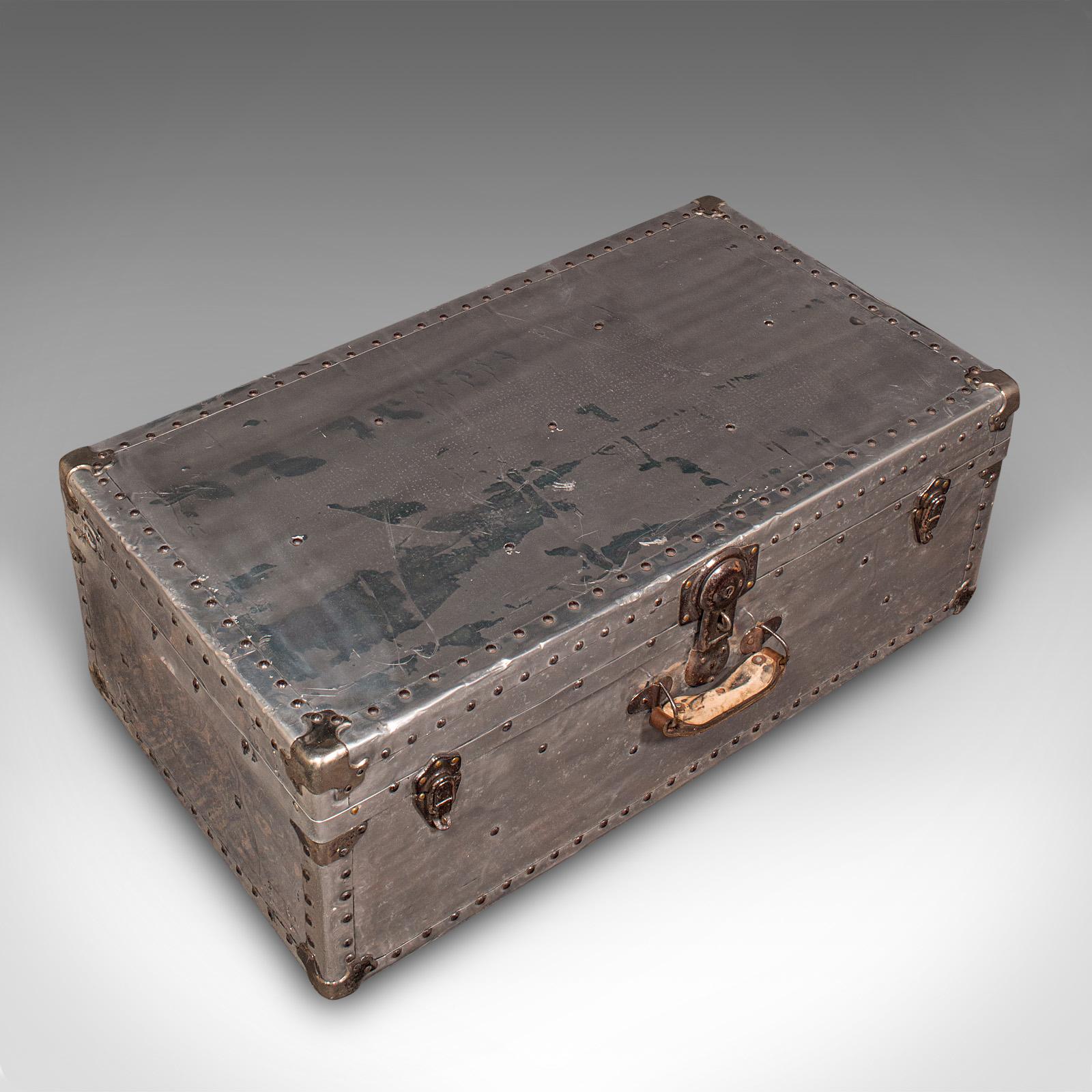 Aluminum Large Antique Shipping Chest, Continental, Aluminium, Trunk, Edwardian, C.1910 For Sale