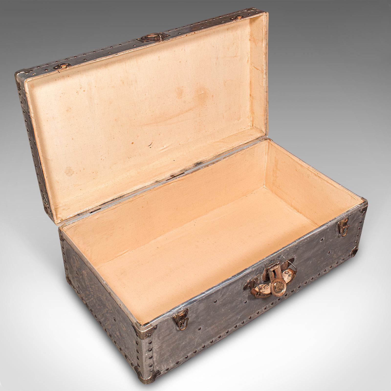 Large Antique Shipping Chest, Continental, Aluminium, Trunk, Edwardian, C.1910 For Sale 1