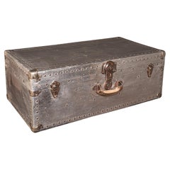 Grand coffre d'expédition ancien, continental, aluminium, c. 1910, édouardien