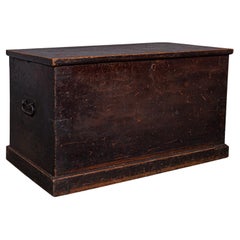 Large Antique Shipping Trunk, English, Pine, Travel, Tool Chest, Victorian, 1880