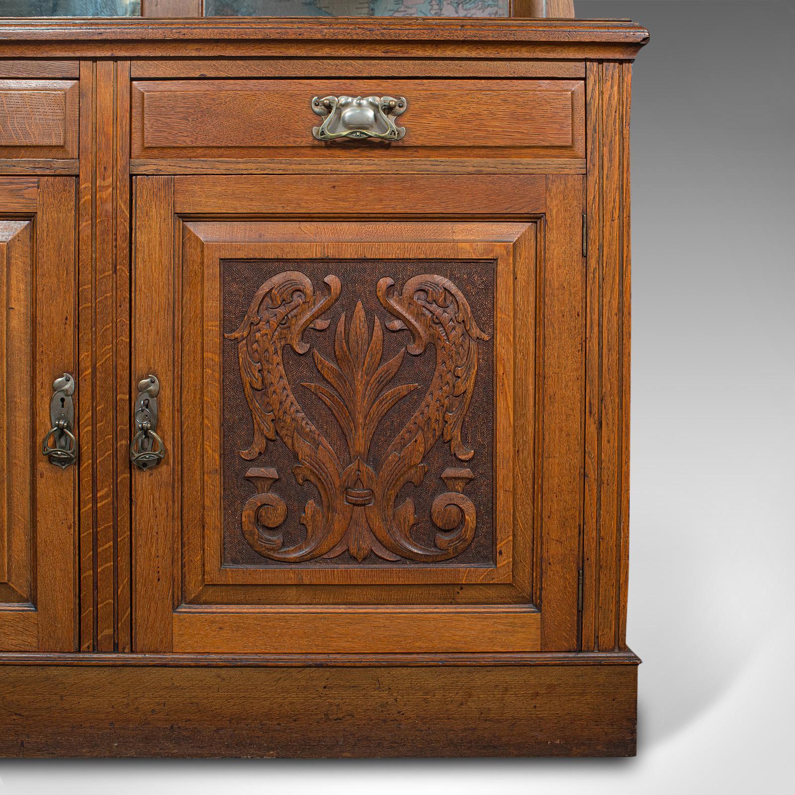 Großes antikes Sideboard, Englisch, Eiche, Spiegel, Schrank, Arts & Craft, Viktorianisch im Angebot 2