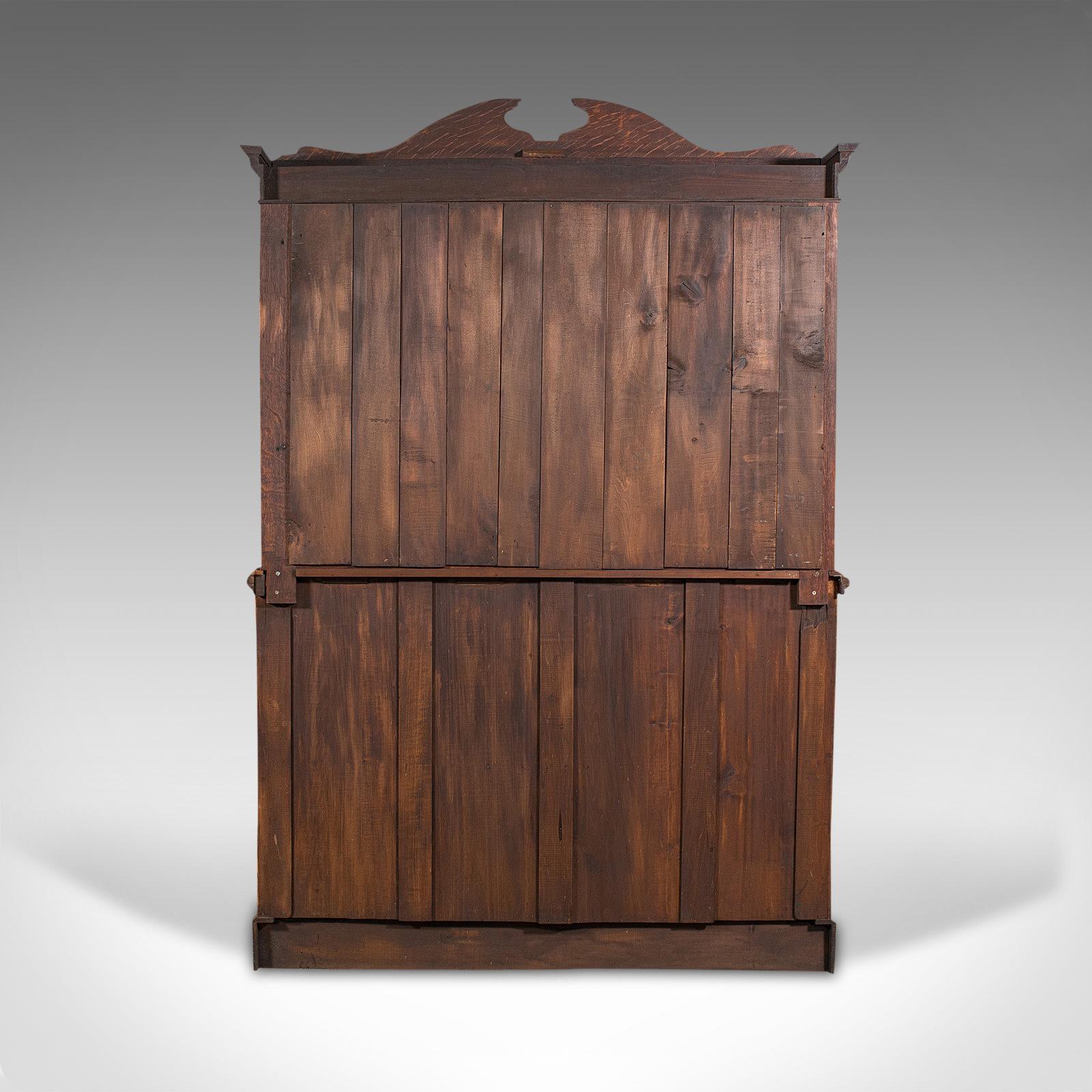 British Large Antique Sideboard, English, Oak, Mirror, Cabinet, Arts & Crafts, Victorian For Sale