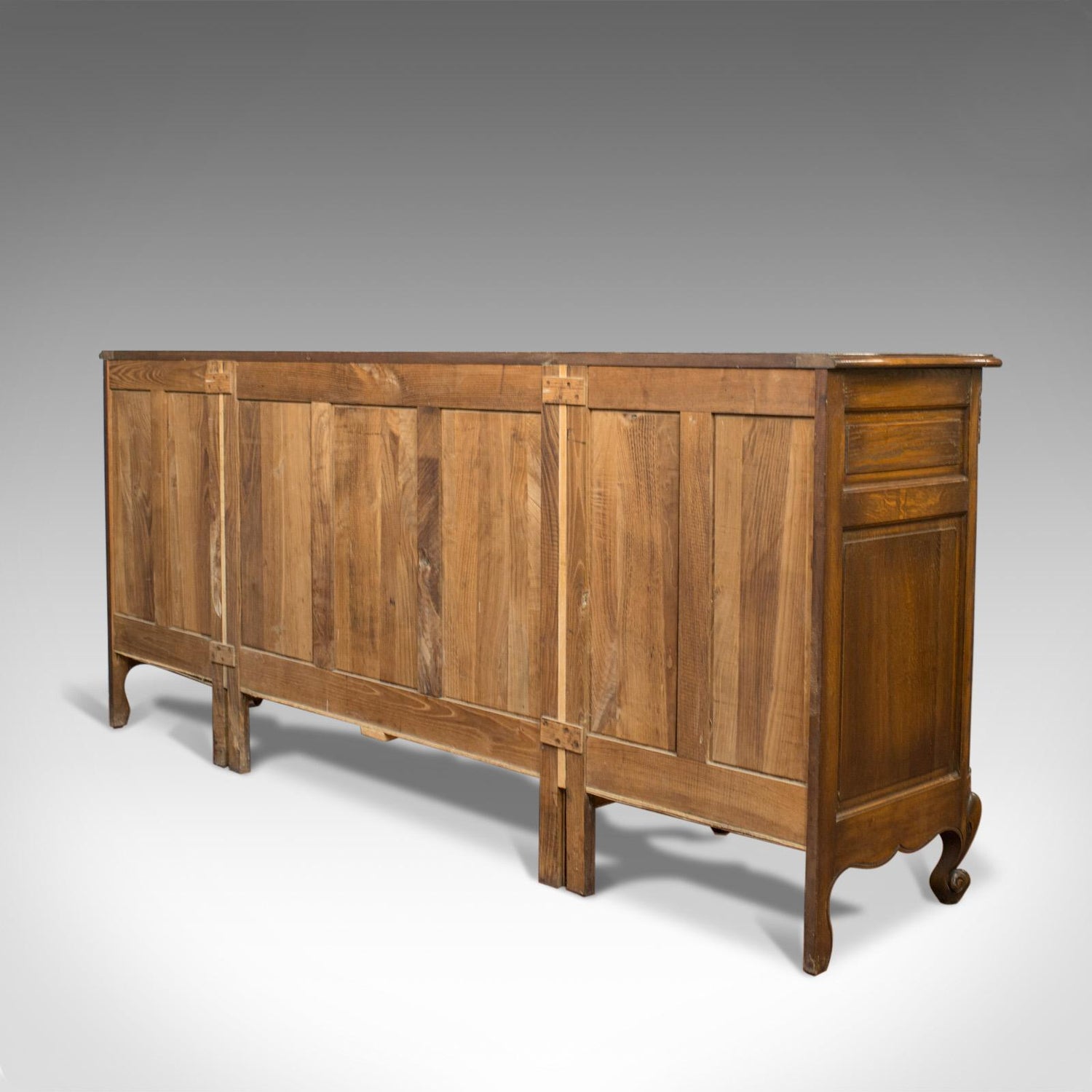 Large Antique Sideboard French Bow Front Oak Buffet Cabinet