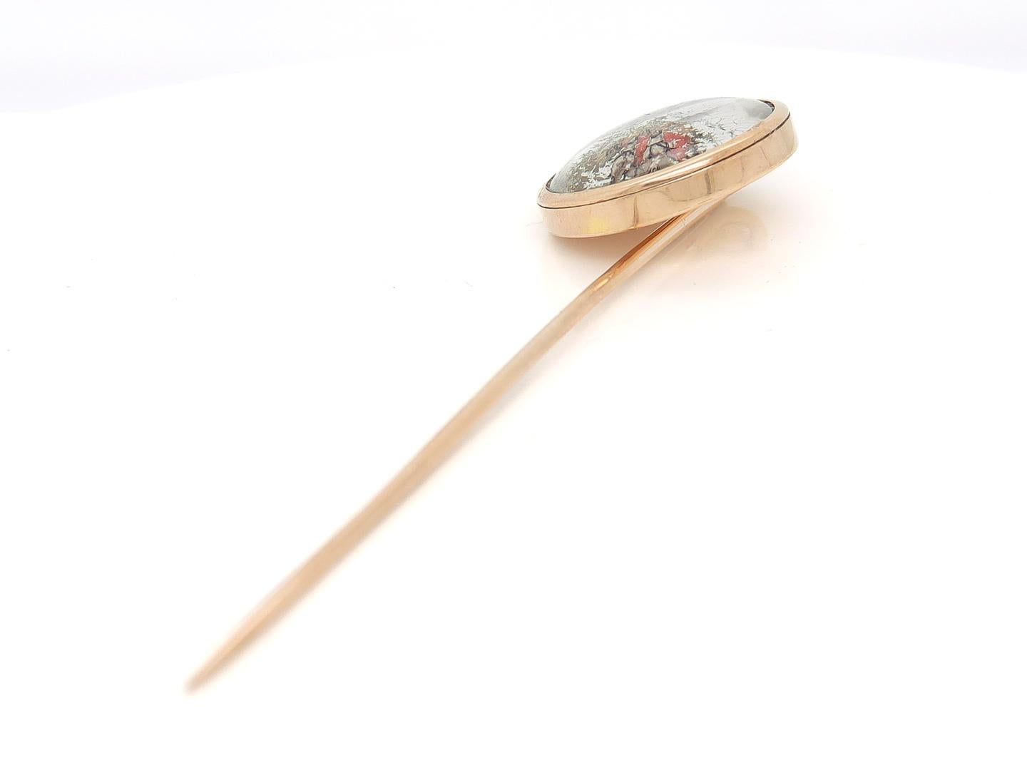 Large Antique Signed 14k Gold Essex Crystal Stickpin of a Stagecoach or Carriage For Sale 5