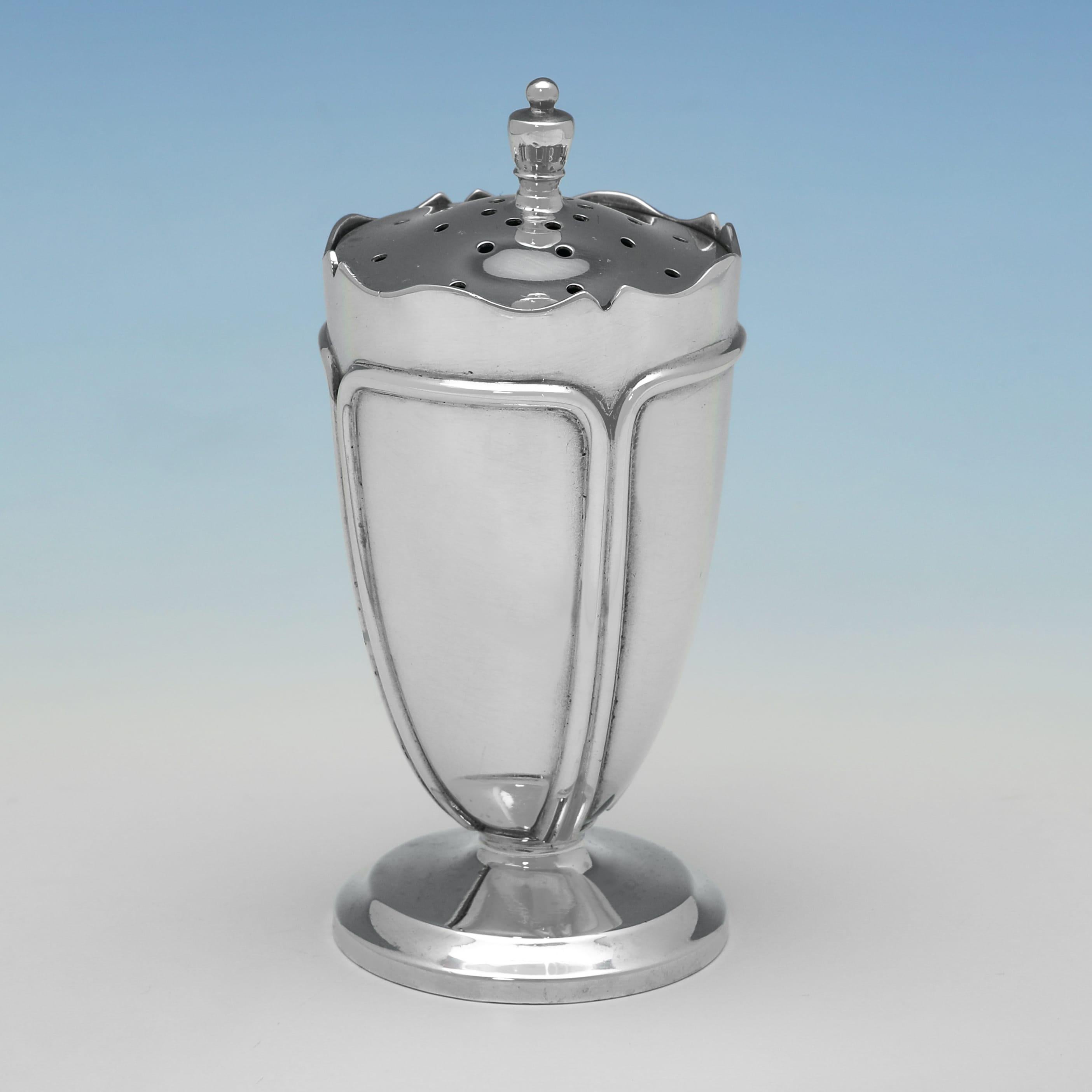 English Large antique silver art nouveau condiment set made by Mappin & Webb in 1924 For Sale