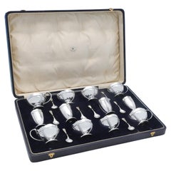 Large antique silver art nouveau condiment set made by Mappin & Webb in 1924