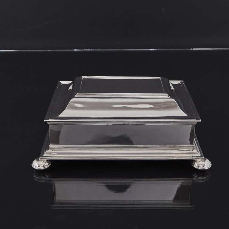Sterling Silver Large Antique Silver Box For Sale
