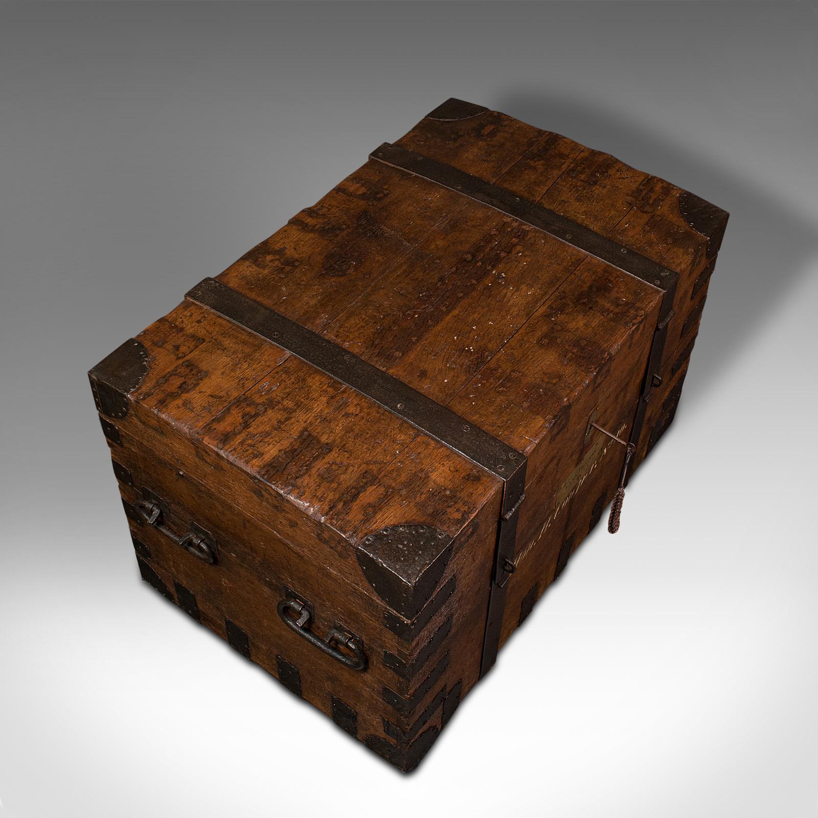 19th Century Large Antique Silver Chest, English, Oak, Iron Bound, Campaign Trunk, Victorian For Sale