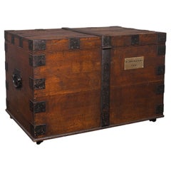 Large Antique Silver Chest, Scottish, Oak, Iron, Heavy Trunk, Victorian, C.1880