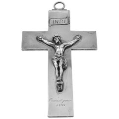 Large Antique Silver Crucifix Dated 1899