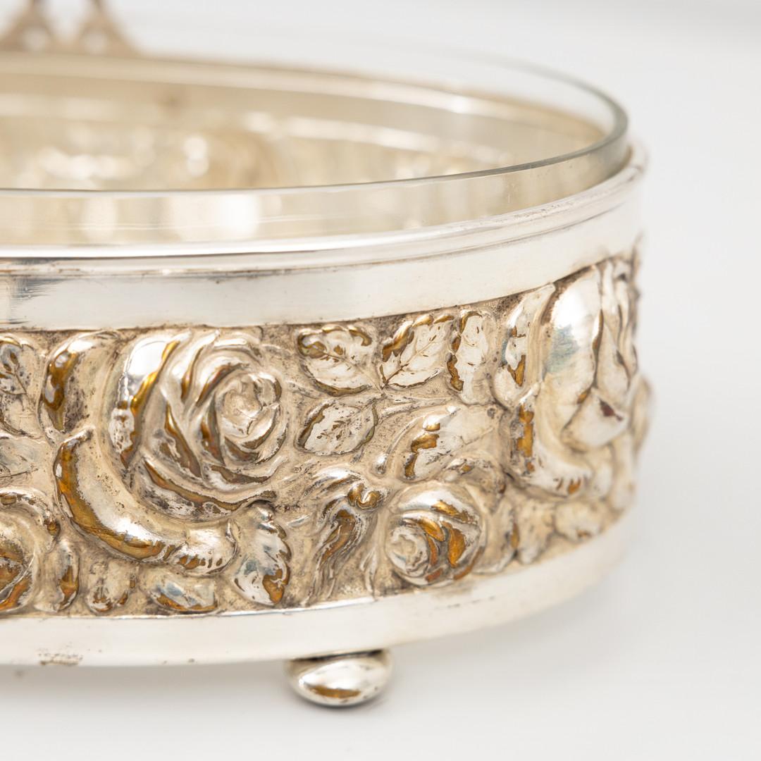 Großer antiker europäischer Dekoschalenbecher aus Silber, Roségold, Silber, Silber und Kristall (Britisch) im Angebot