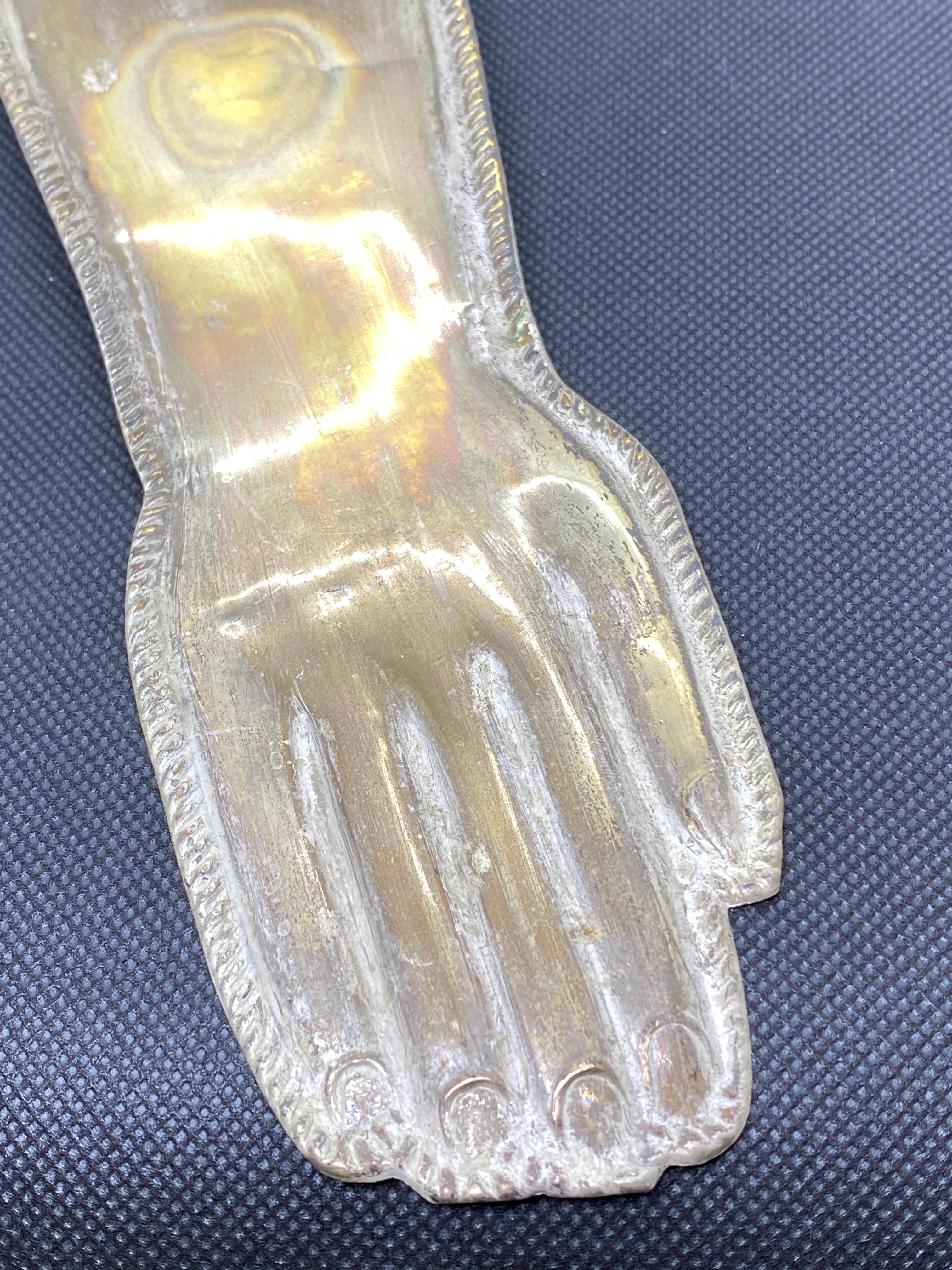 Silvered Large Antique Silver Hand Arm Ex Voto, Antique European, 1910s For Sale