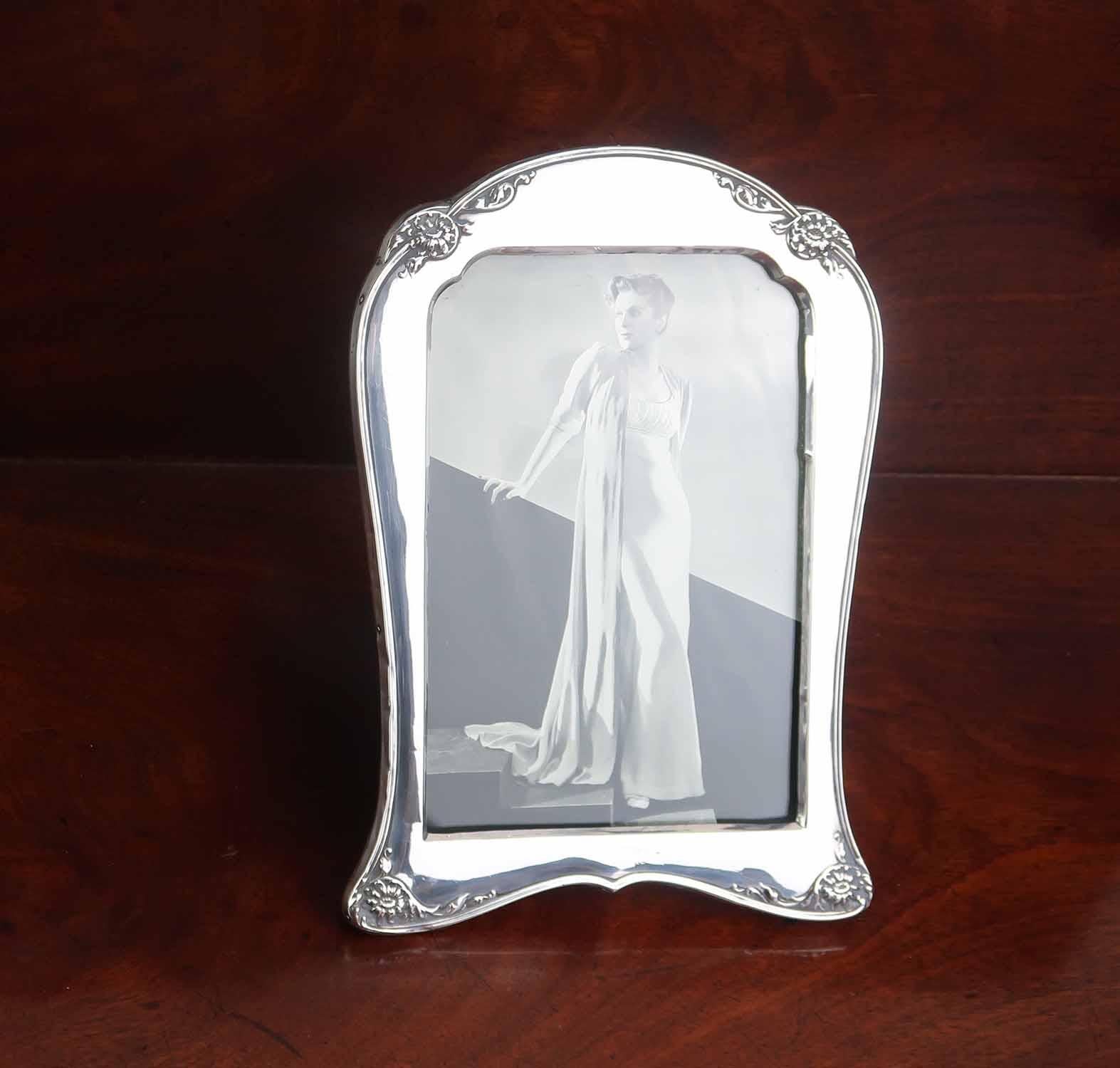 Edwardian Large Antique Silver Photograph Frame. English. Dated 1919 For Sale