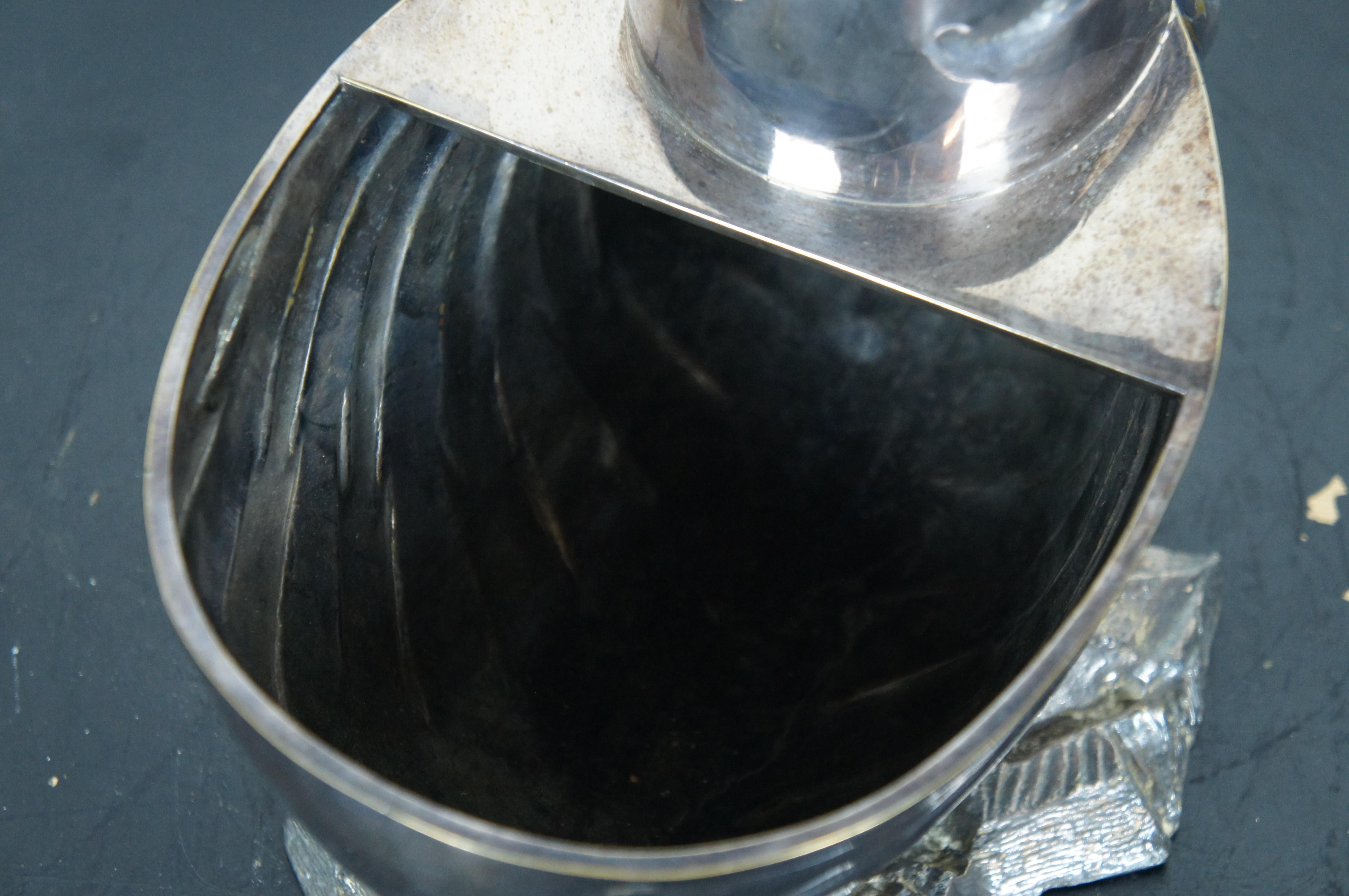 Large Antique Silver Plate Nautilus Spiral Sea Shell Spoon Warmer Cachepot 13