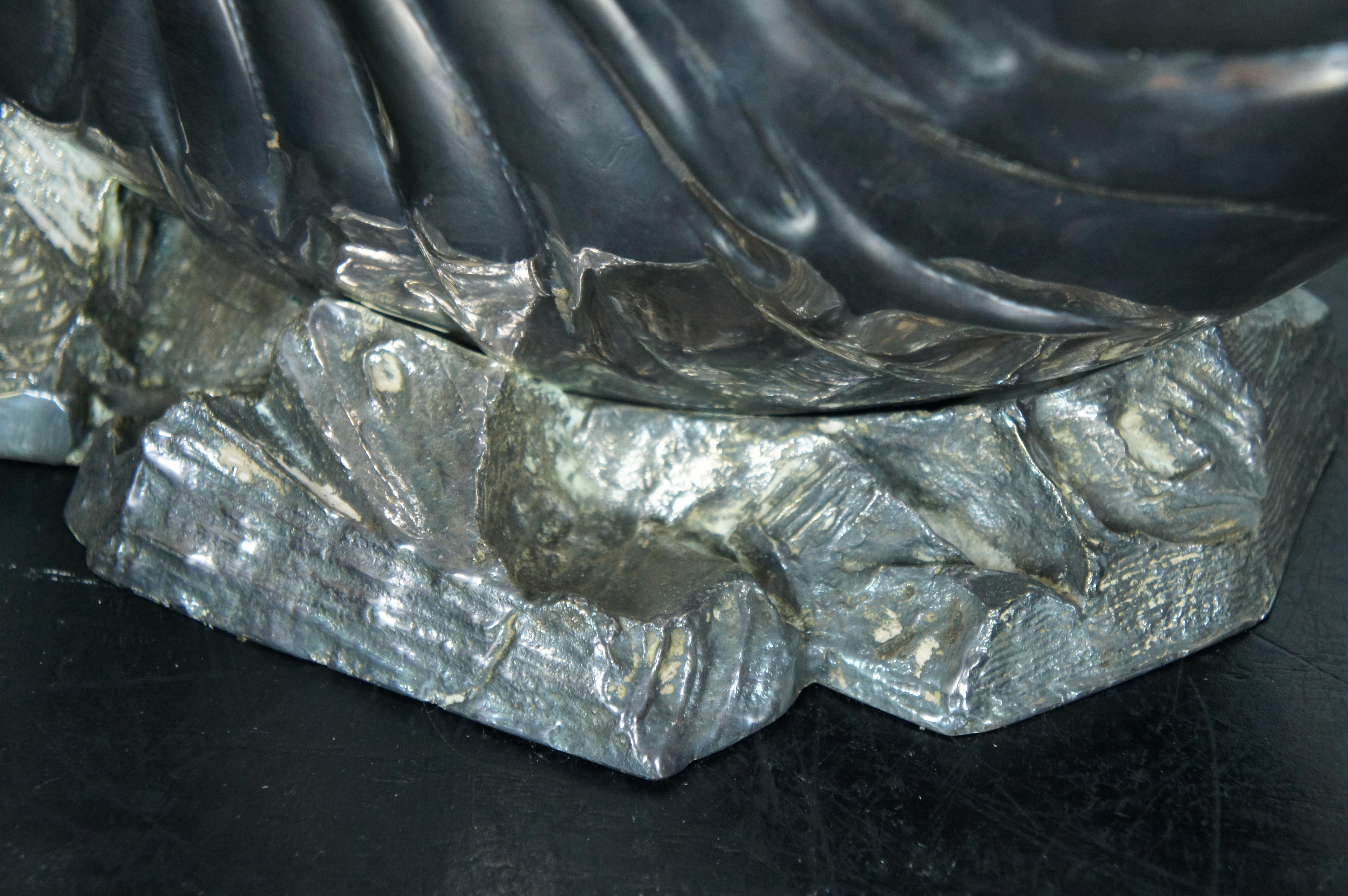 Large Antique Silver Plate Nautilus Spiral Sea Shell Spoon Warmer Cachepot 13