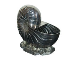 Large Antique Silver Plate Nautilus Spiral Sea Shell Spoon Warmer Cachepot 13"