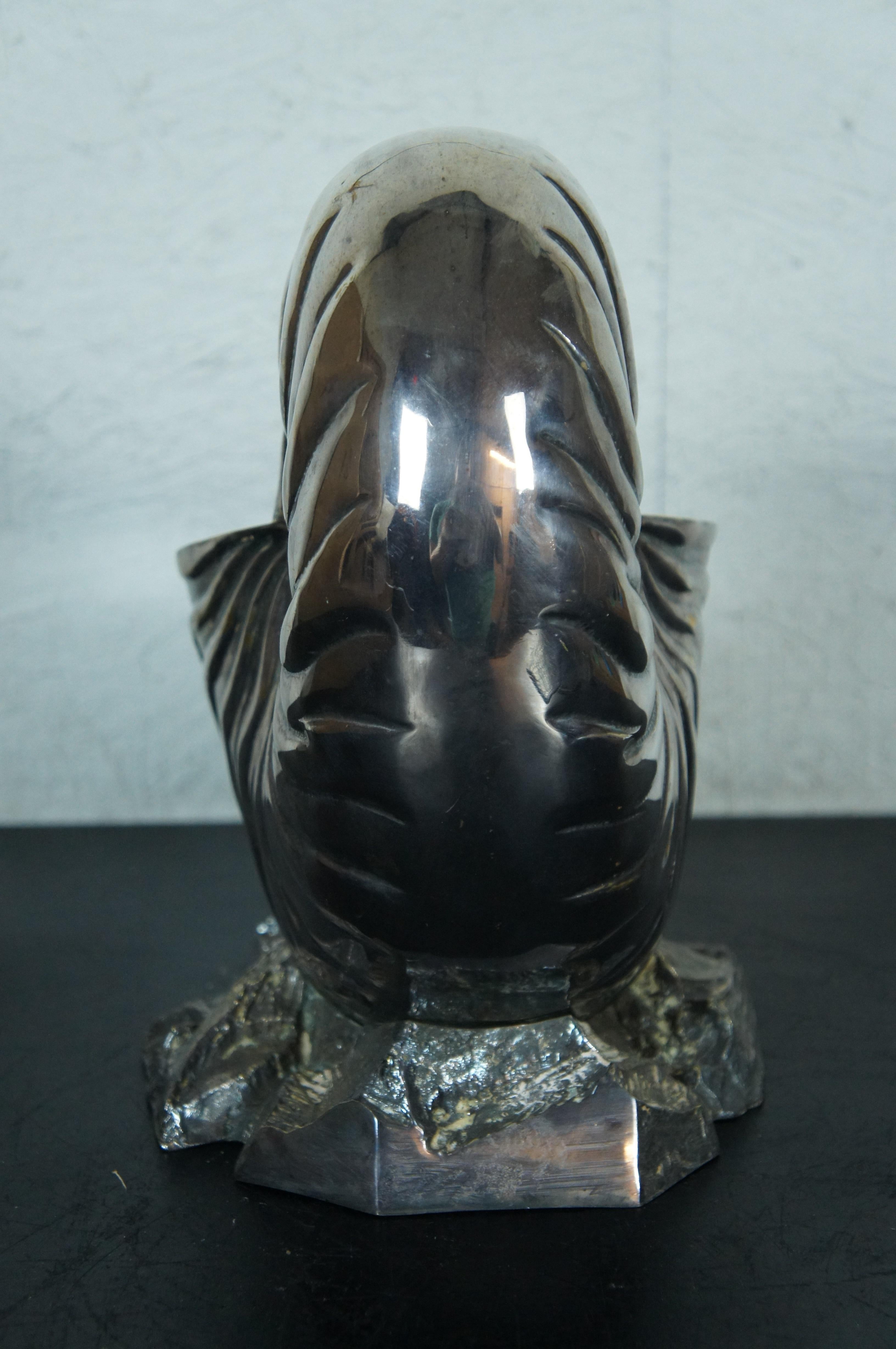 Large Antique Silver Plate Nautilus Spiral Sea Shell Spoon Warmer Cachepot 13