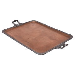 large Antique Silver plated on Copper Serving Tray  France