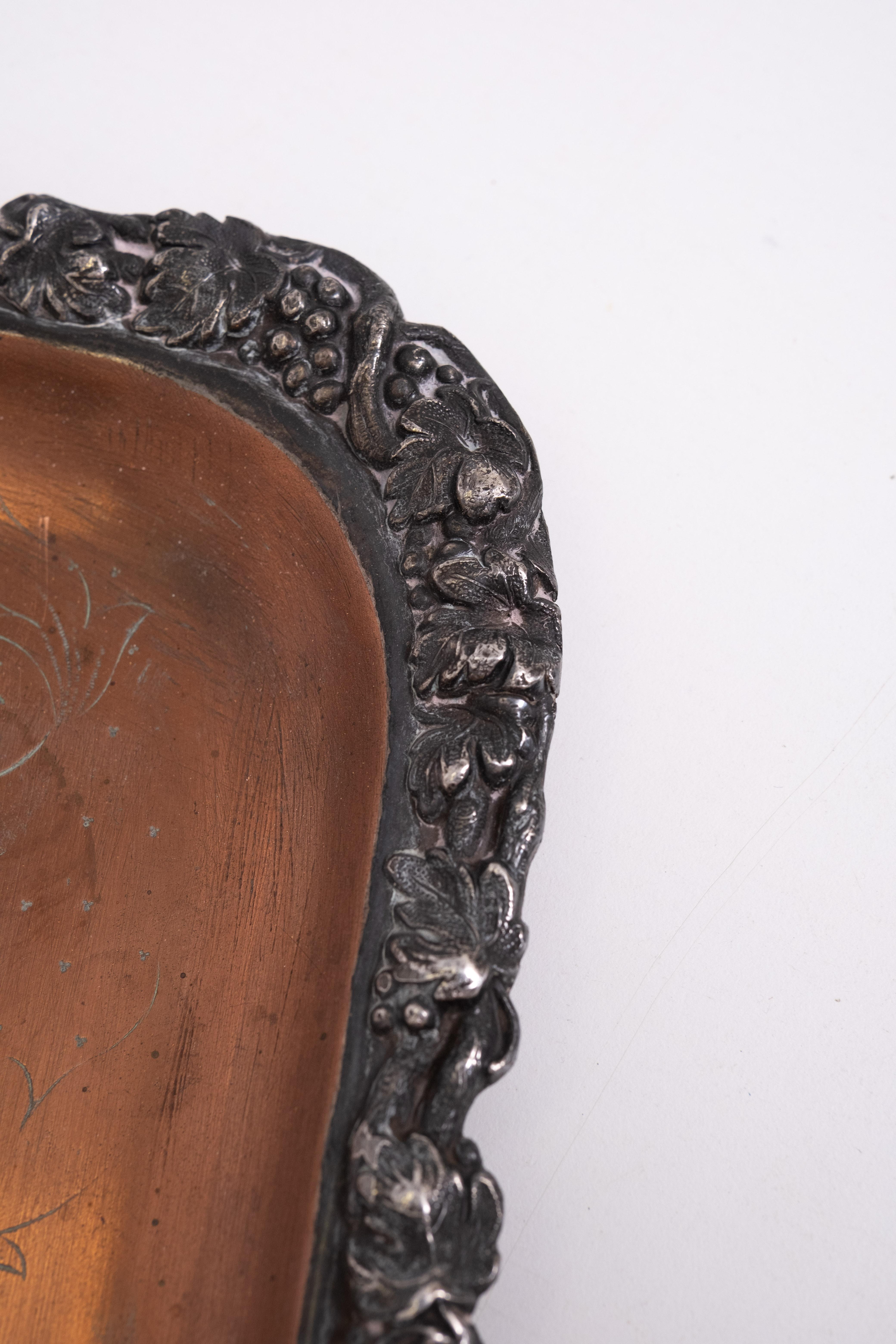 Bandeja de servir grande y antigua chapada en plata sobre cobre  Francia Francés en venta