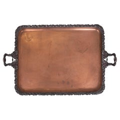 large Antique Silver plated on Copper Serving Tray  France