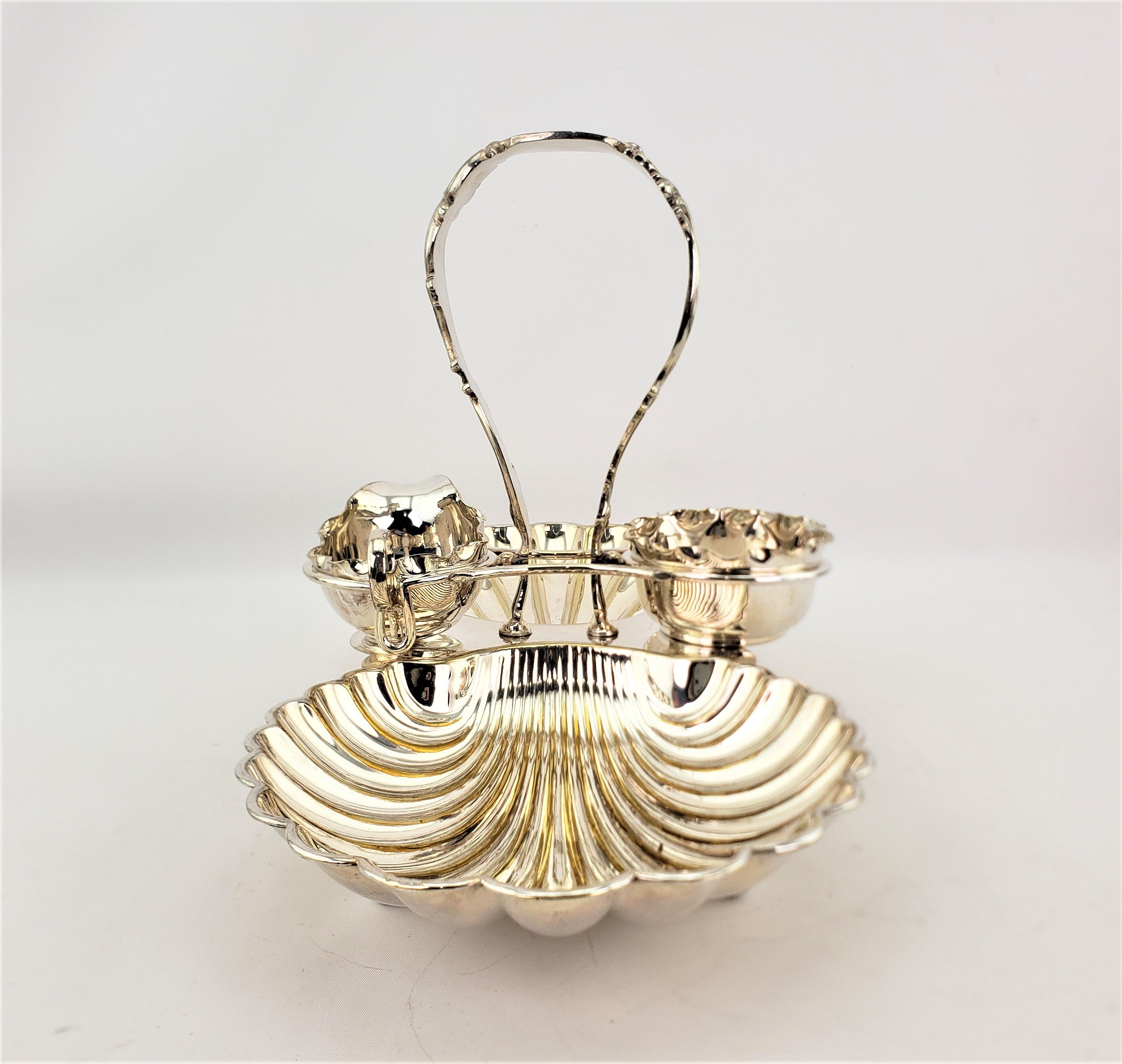 Machine-Made Large Antique Silver Plated R Rugg or Rew English Berry Server with Shell Design For Sale