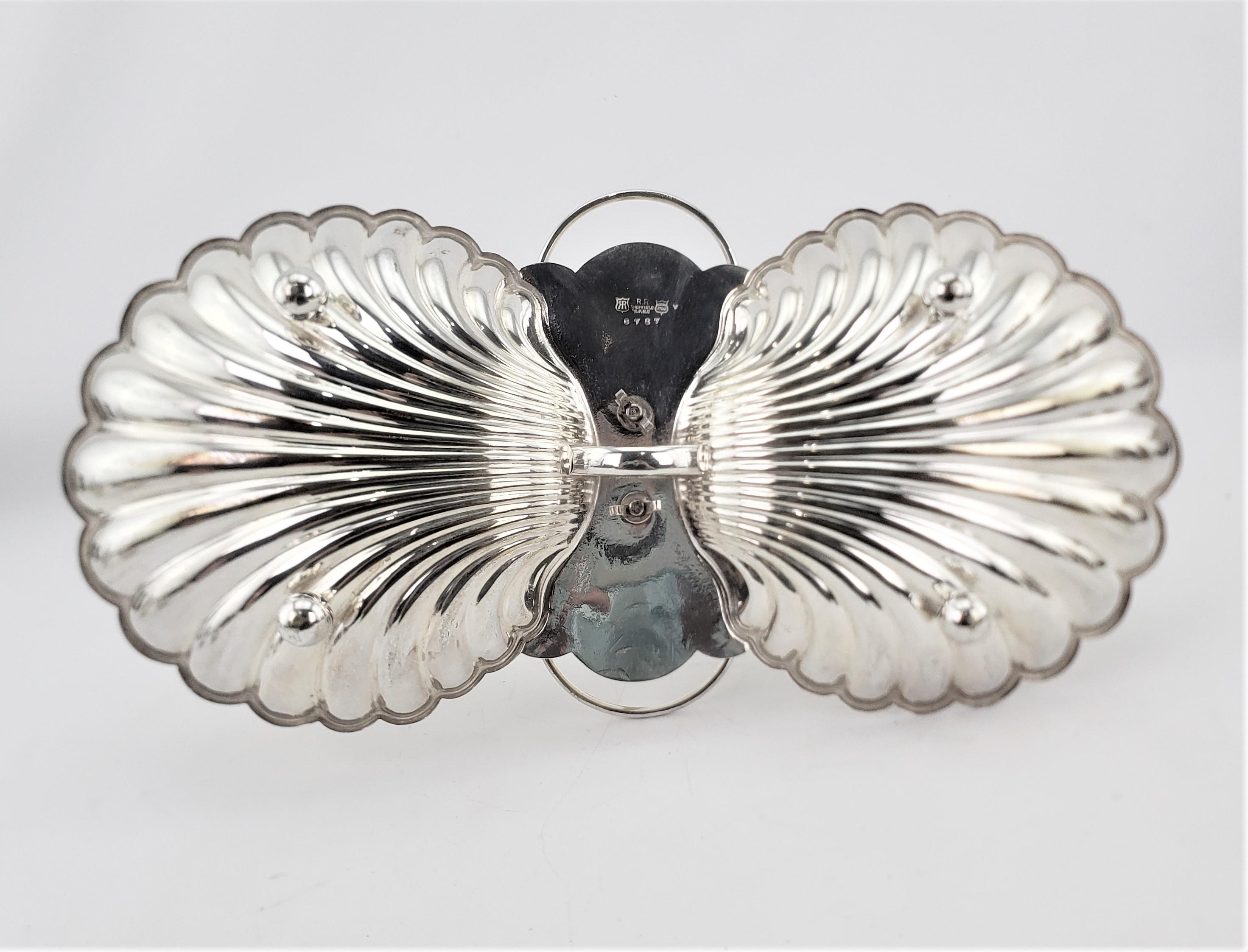 20th Century Large Antique Silver Plated R Rugg or Rew English Berry Server with Shell Design For Sale